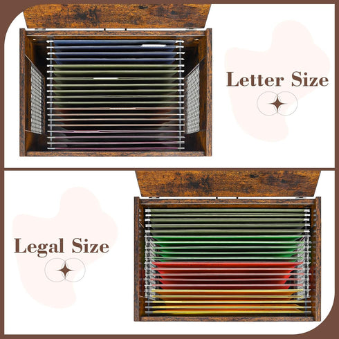 Rolling File Cabinet Cart, Hanging File Organizer Box with Lid for Home Office, Mobile Document Storage