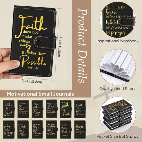 Spakon 12 Sets Christian Gifts, Leather Bible Study Notebook, Verse Ballpoint Pen, Prayer Journal for Men Women