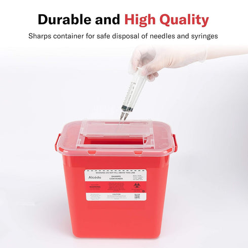 2 (2-Pack) Alcedo Sharps Container for Home Use Gallon | Biohazard Needle and Syringe Disposal | Professional Medical
