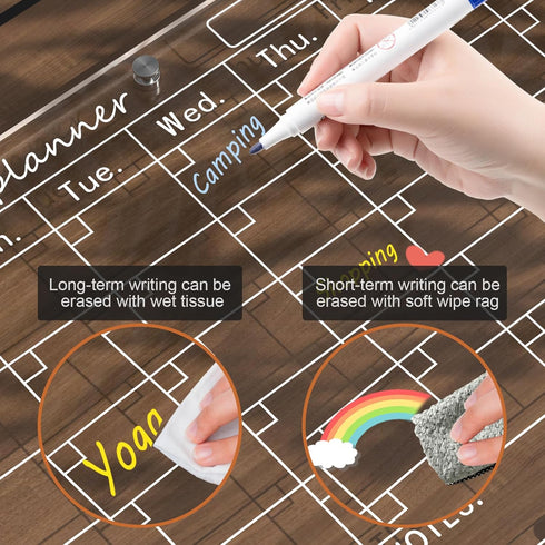Magnetic Acrylic Calendar for Fridge, 1 Pack 12"x16" Clear Dry Erase Magnetic Planning Boards Set (Monthly Planner_1)