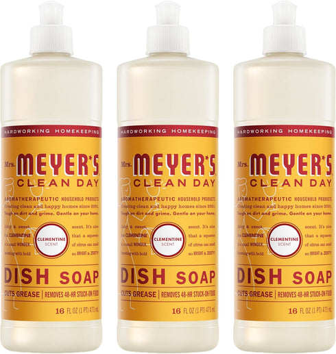 Mrs. MEYER'S CLEAN DAY Dish Soap, Clementine Scent, 16oz (Pack of 3)