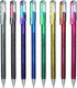 Pentel Hybrid Dual Metallic Pens - Liquid Gel Rollerball Pens - K110 - Assorted Colours - Set of 8