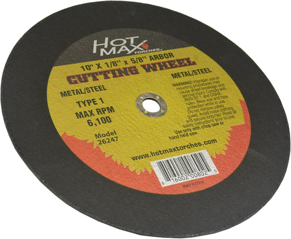 Hot Max 26247 10-Inch x 1/8-Inch x 5/8-Inch Steel Chop Saw Cut Off Wheel