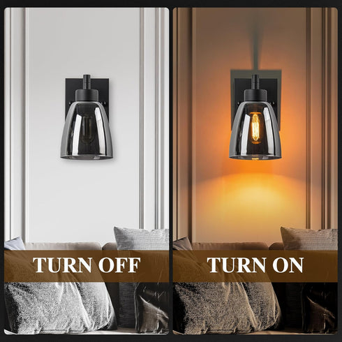 Kasiqilight 6 Inch Black Wall Sconce Light Fixture with Transparent Glass Lampshade, Industrial Metal Wall Flush Mount
