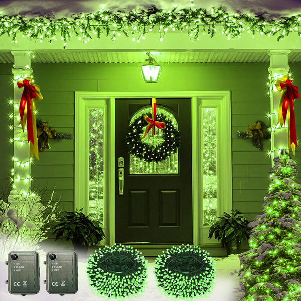 Pooqla Green String Lights Battery Powered, 2 Pack Total 33 FT 100