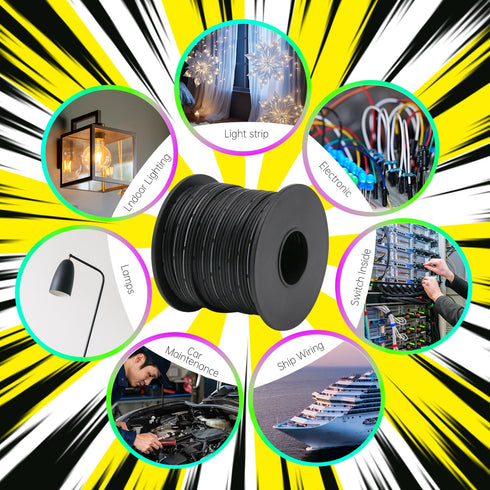 30AWG Electrical Wire Cable, 49.2FT 3 Conductors Black Cable Stranded Tinned Copper Wire