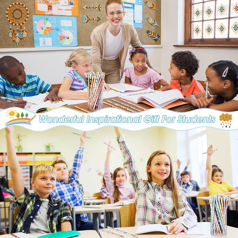 Funrous 60 Pieces Motivational Pencils, Bulk Fun Pencils for Kids with Inspirational Sayings for Classroom