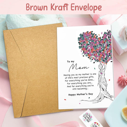 DINIZON 8"x5.3" Happy Mothers Day Card for Mom, Sentimental Greeting Card with Message for Mama, Nana, Step Mom