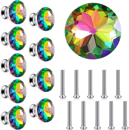 Youyole 10 Pcs Dresser Crystal Knobs, 30mm Glass Pull for Cabinets and Drawers, Fresh Style Knobs for Dresser Drawers