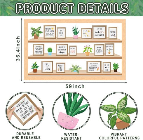 Classroom Inspirational Bulletin Board Set, Greenery Classroom Decoration Plant Potted Positive Affirmations Cutouts