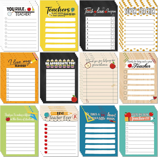 Teacher Notepad Sets, Lined Notepads for Teacher Appreciation, 48 Pcs Colored Sticky Notes