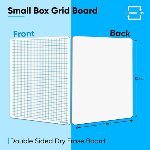 SCRIBBLEDO 9" x 12" Dry Erase Graph Whiteboard, Double Sided for Home, School, Classroom, Kids, Students