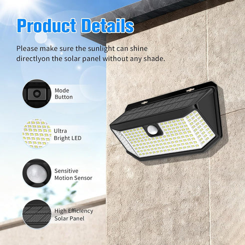 182 2500Lm IP65 Door(2pack) Aootek Solar Lights Outdoor LEDs Solar Motion Sensor Lights Waterpro of with Wide Anglefor