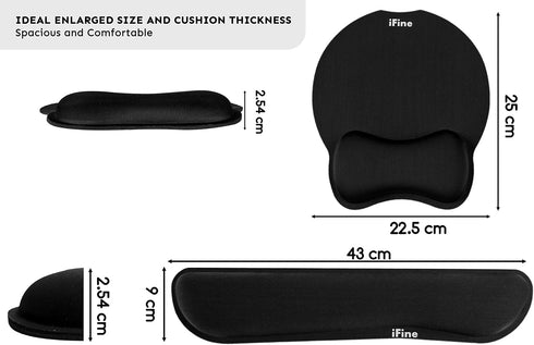 iFine Upgrade Enlarged Superfine Fiber Memory Foam Ergonomic Mouse Pad & Keyboard Wrist Rest for Desktop, Laptop