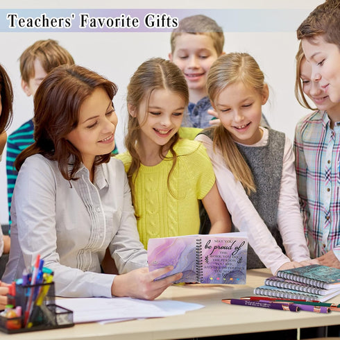 Teacher Appreciation Gifts, Inspirational Spiral Notebooks with Motivational Ballpoint Pens, Thank You Journal Gift