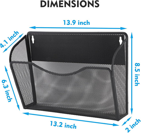 EASEPRES Magnetic Mesh 3 Pockets File Organizer - Hanging Vertical Wall File Organizer Holder Rack for Office Use