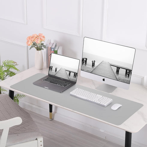 Desk Mat, 35.4" x 17" Leather Desk Pad, Double-Sided Large Mouse Pad, Waterproof Desk Blotter for Office & Home