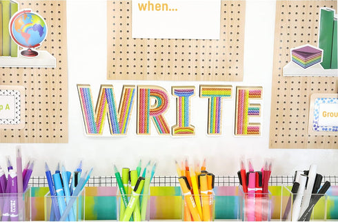 Carson Dellosa 31-Piece Subject Bulletin Board Set - Read, Write, and Math Signs for Bulletin Boards