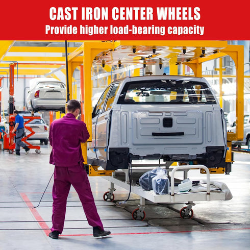 6"X2" Heavy Duty Industrial Casters, Crowned Polyurethane Tread Cast Iron Center Wheels, 1200 lbs Load Capacity, Rigid