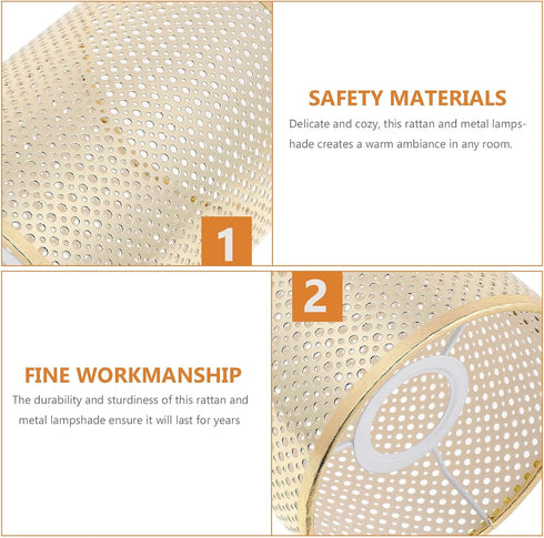 E27/e14 Uonlytech Rattan Lamp Shade Barrel Lampshade Lamp Cover Woven Lamp Shade Replacement Hanging Pendant Light