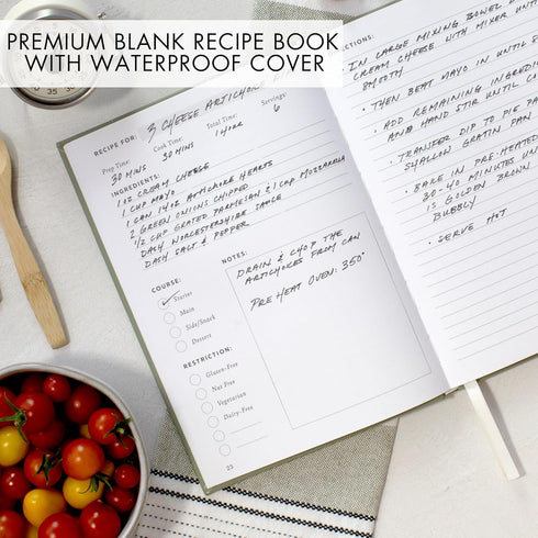 ZICOTO Aesthetic Blank Recipe Book - Waterproof Cover, Perfect Notebook to Organize Your Own Recipes