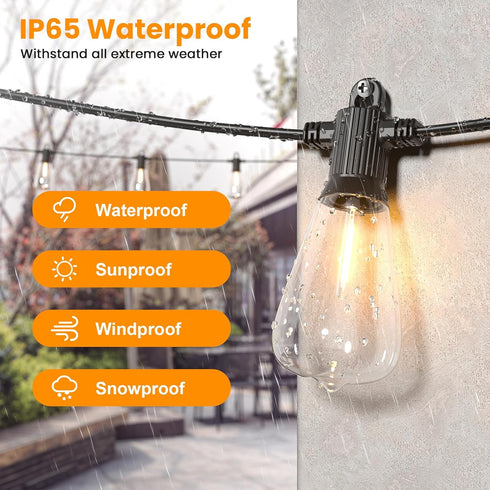 Lights50FT 27 Bulbs (2 Spare)ST38 Dimmable 2700K ZOTOYI Outdoor String Patio Lights with Vintage Edison Waterproof