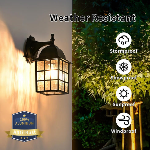 Outdoor Wall Light Fixtures Waterproof Exterior Sconce Lights Anti-Rust Exterior Lighting Fixtures Black Outdoor Wall