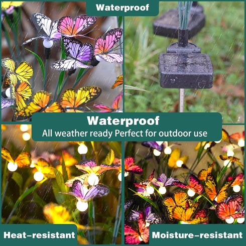 TONULAX Solar Garden Lights, Newest Swaying Butterfly Light, Outdoor Lights for Yard Patio Pathway, 2 Pack