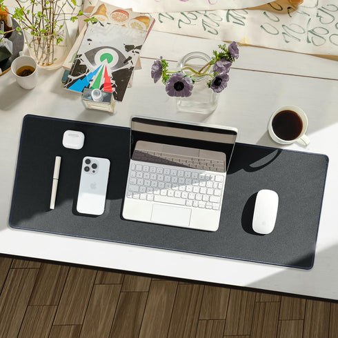 Large Waterproof Gaming Mouse Pad, Non-Slip Rubber Base, Smooth Surface Desk Mat, 27.5"x11.8"x0.08", Dark Gray