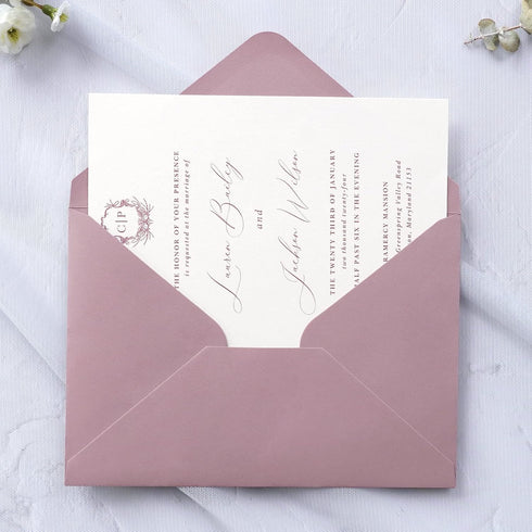 PONATIA 50 PCS/Pack A7 Envelopes - 5.25 x 7.5'' Shiny Dusty Rose for Wedding Invitations, Gift Cards