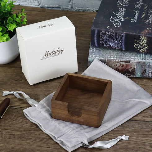 Buqoo North American Black Walnut Wood Sticky Note Pad Holder for Desk, Memo Holder Paper Dispenser, Desktop