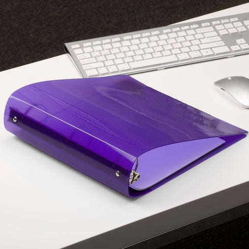 JAM PAPER Plastic 2 Inch Binder, Purple 3 Ring Binder, Sold Individually