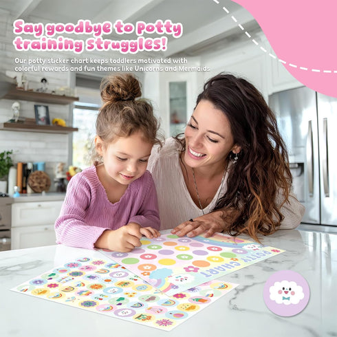 underbartliv 17 Set, 5 Potty Training Chart for Girls, PCS Potty Training Sticker Chart Fantasy Themes Potty Chart