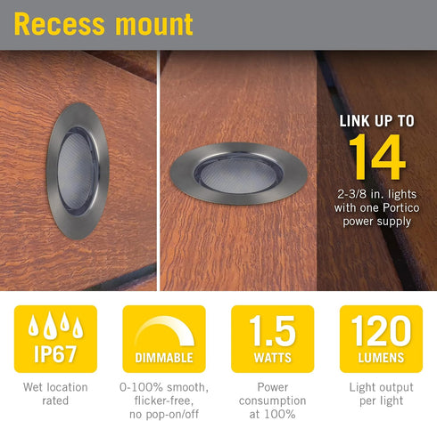 2 3/8" (60mm) 224124 Armacost Lighting Portico White Recessed Outdoor LED Light