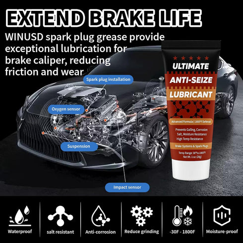 1oz (1-Pack) Copper Anti-Seize Thread Lubricant Spark Plug Antiseize Grease Compound for Automotive, Bolts and Nuts |