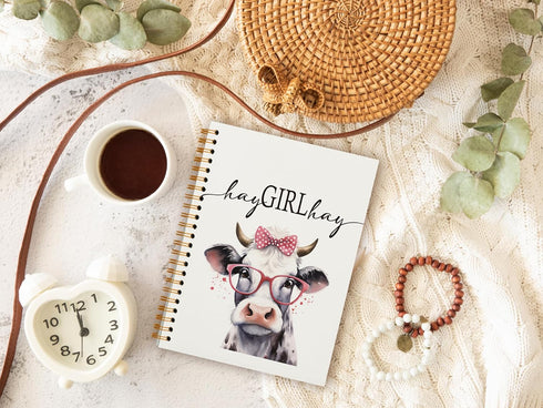 Preppy Cow Notebook Journal - Cow Gifts for Cow Lovers, College Ruled Hardcover Spiral Notebook 5.5 x 8.3