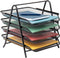 Mind Reader 4-Tier Paper Tray, Desktop Organizer, Metal Mesh, 12"L x 13.75"W x 12.5"H, Black