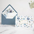 50 PACK 4x6 PONATIA Gold Foil Thank You Cards With Dusty Blue Envelopes, Floral Printing Greeting Cards With Adhesive