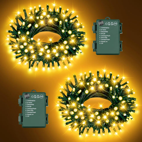 FFZZKJ Christmas Lights Outdoor Battery Operated String Lights Total 100LED 33Ft with Timer