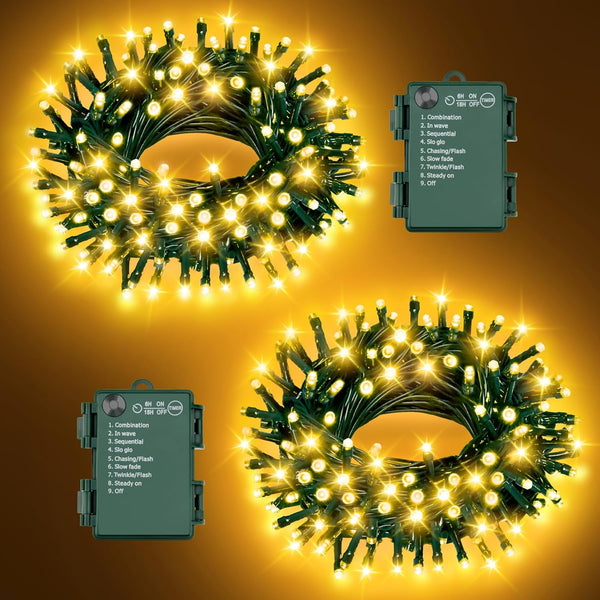 FFZZKJ Christmas Lights Outdoor Battery Operated String Lights Total 100LED 33Ft with Timer