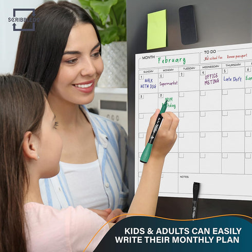 Magnetic Chore Chart for Kids, 13” X 17” Dry Erase Board - Behavior Reward Planner for Multiple Kids with 6 Markers