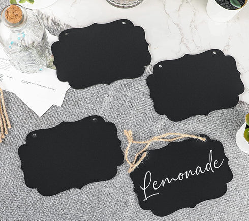 Kamehame Set of 4 Hanging Chalkboard Signs - Small 6.1x4.2 Acrylic Blackboard with Jute String for Memo Message Board