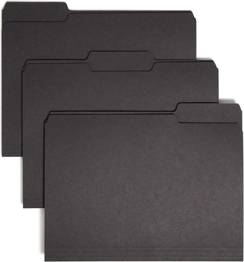 Smead Interior File Folder, Black, 1/3-Cut Tab, Letter Size, 100 per Box (10243)