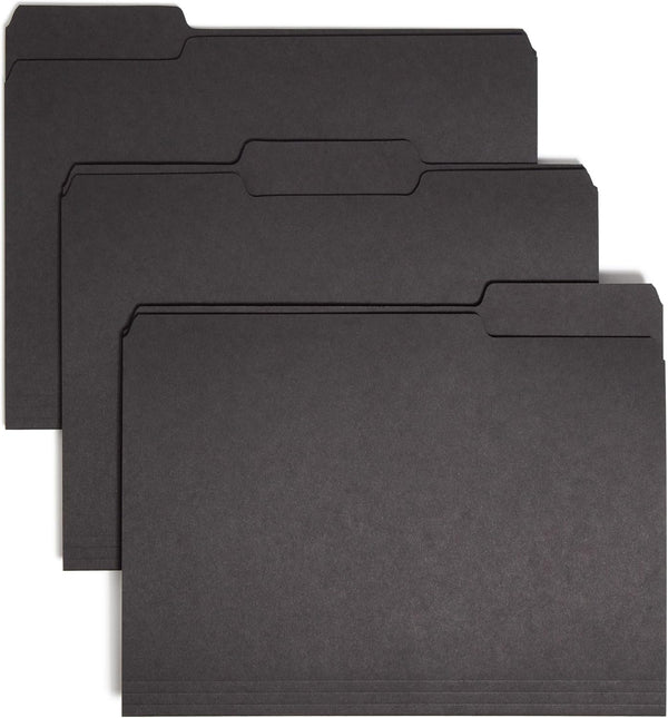 Smead Interior File Folder, Black, 1/3-Cut Tab, Letter Size, 100 per Box (10243)