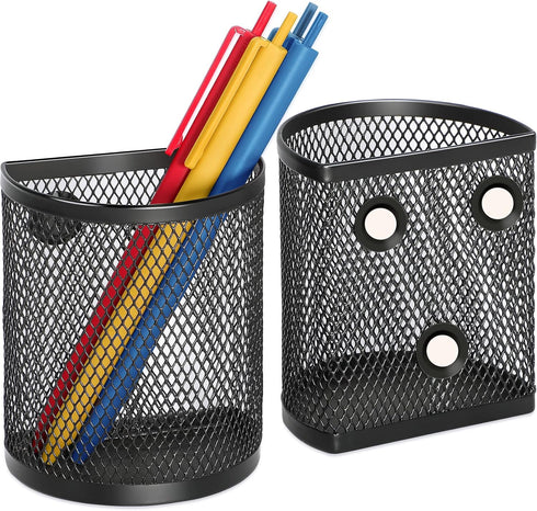 MaxGear Magnetic Pen Holder, 2 Pack Locker Organizer Mesh Pencil Holder for Desk - Extra Strong Magnets for Locker