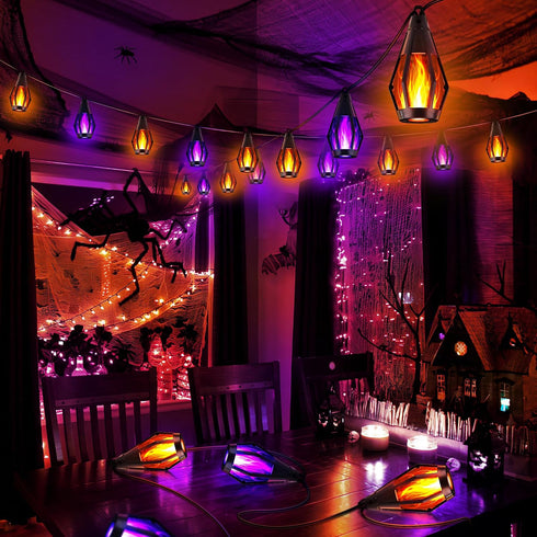 42ft 15 42ft) Flacchi Solar Flame String Lights - LED Lights Outdoor Solar String Lights for Garden Patio Halloween