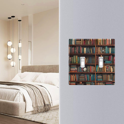 YETTASBIN 3-gang 6 Library Bookshelf Toggle Light Switch Cover, Unbreakable Wall Plate Cover with Screws for Living