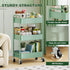 Aofure 3 Tier Rolling Storage Cart Metal with Wheels, Green Baby Diaper Caddy Carts, Three Tiered Craft Cart Organizer