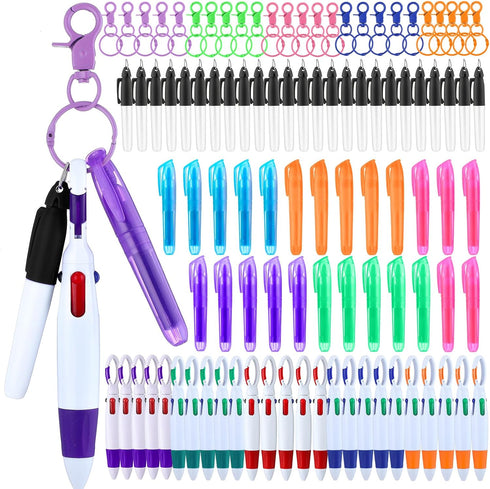 Sherr 25 Sets Mini Highlighter Nurse Pens, Retractable Shuttle Pens, Highlighter Pen, Nursing Keychain