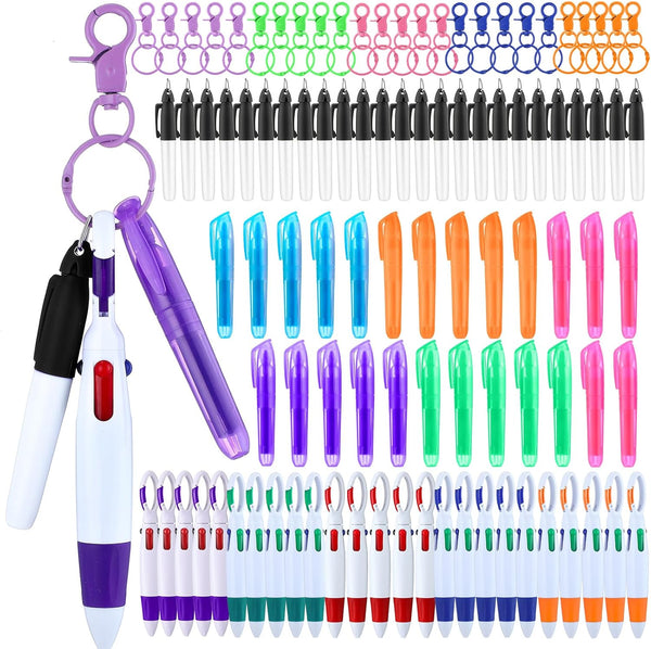 Sherr 25 Sets Mini Highlighter Nurse Pens, Retractable Shuttle Pens, Highlighter Pen, Nursing Keychain